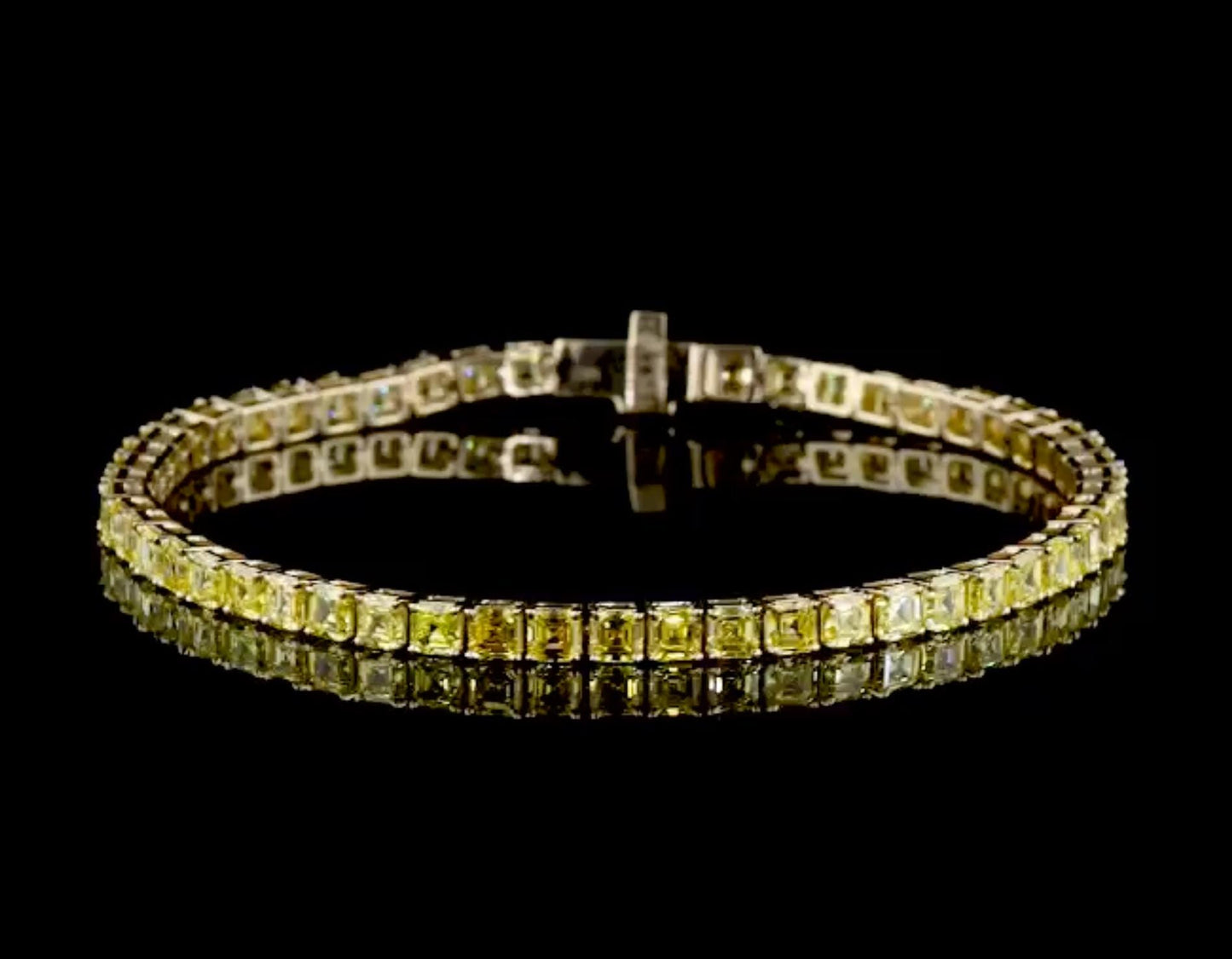 Yellow Diamond Tennis Bracelet Lab Grown Diamond | 8.14 CT Asscher Cut | 7 Inch Fine Jewelry Gift