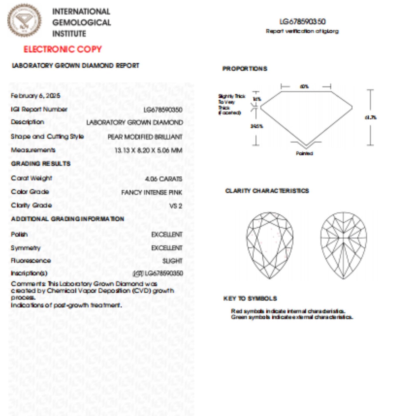 4 CT Pear Intense Pink Lab Grown Diamond For Engagement Ring