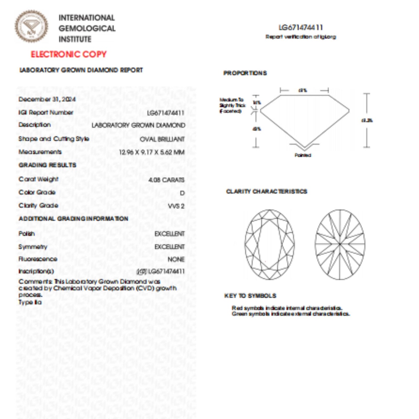 4 CT Oval Shape Lab Grown Diamond For Engagement Ring