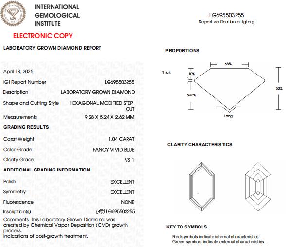1 CT-VS1 Blue Elongated Hexagonal Cut Lab Created Diamond For Anniversary Gift