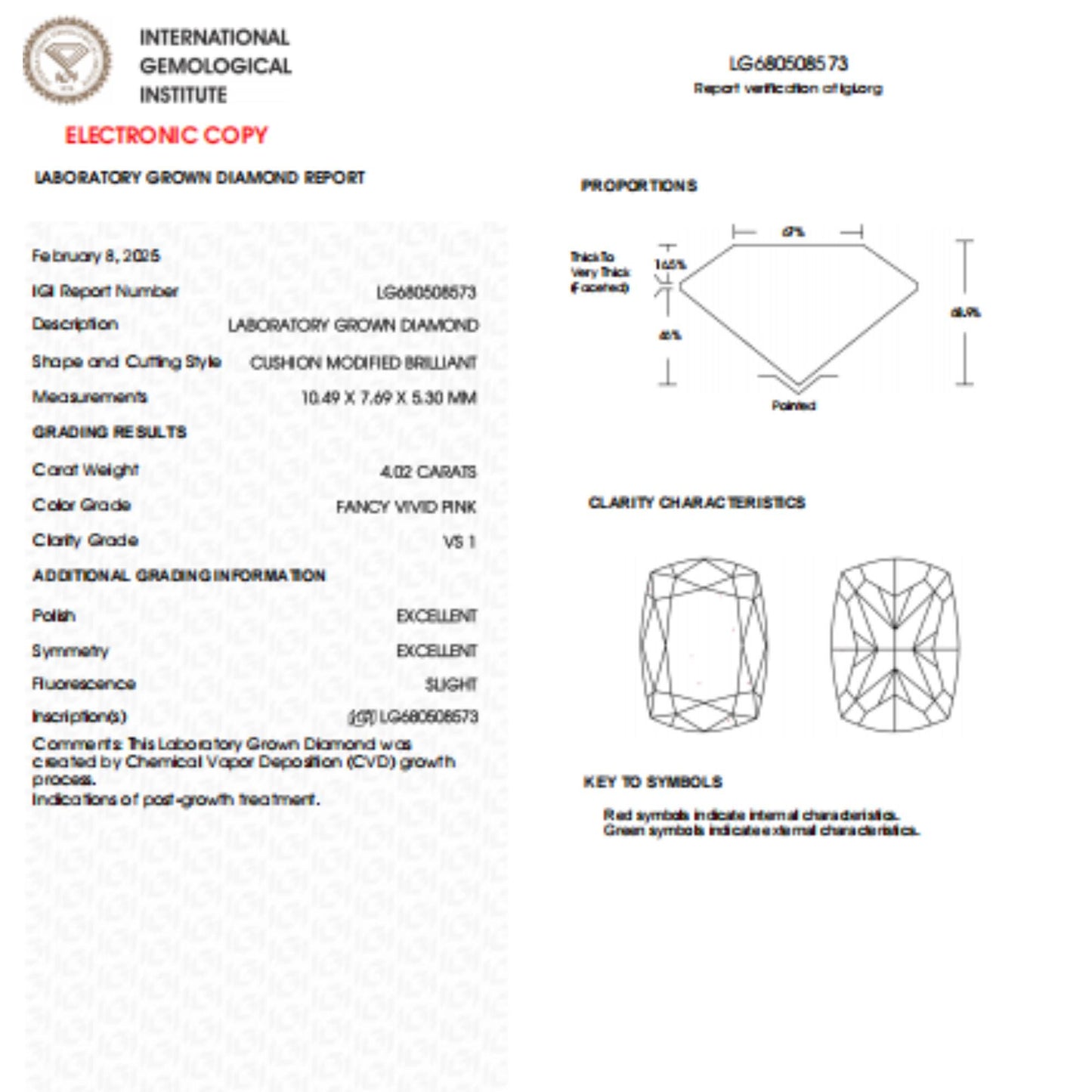 4 CT Cushion Cut Vivid Pink Lab Grown Diamond For Engagement Ring