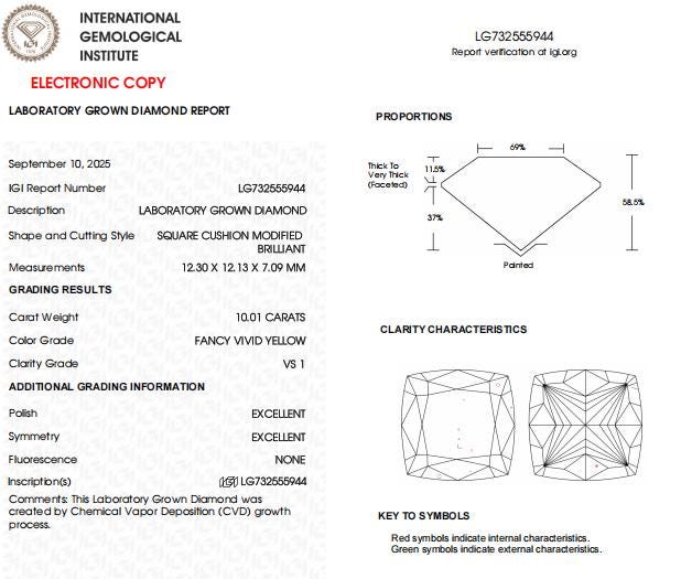 Pair 20 CT-VS1 Yellow Cushion Cut Lab Grown Diamond for Earrings or Wedding Gift | Best Gift for Wife