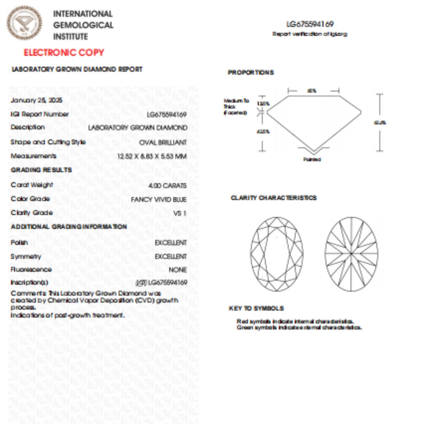 4 CT Oval Shape Vivid Blue Lab Grown Diamond For Engagement Ring