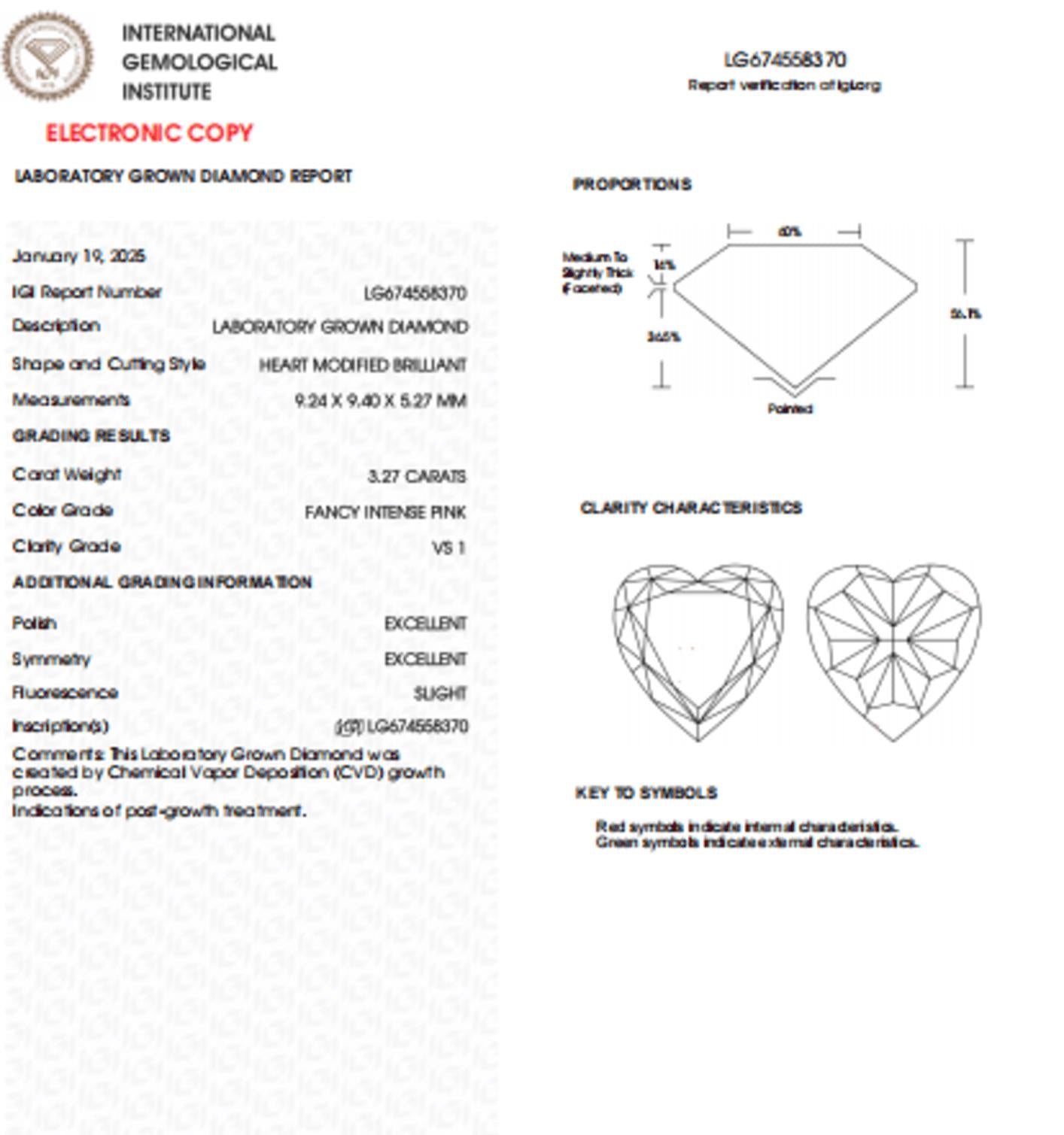 3.27 CT Heart Intense Pink Lab Grown Diamond For Engagement Ring