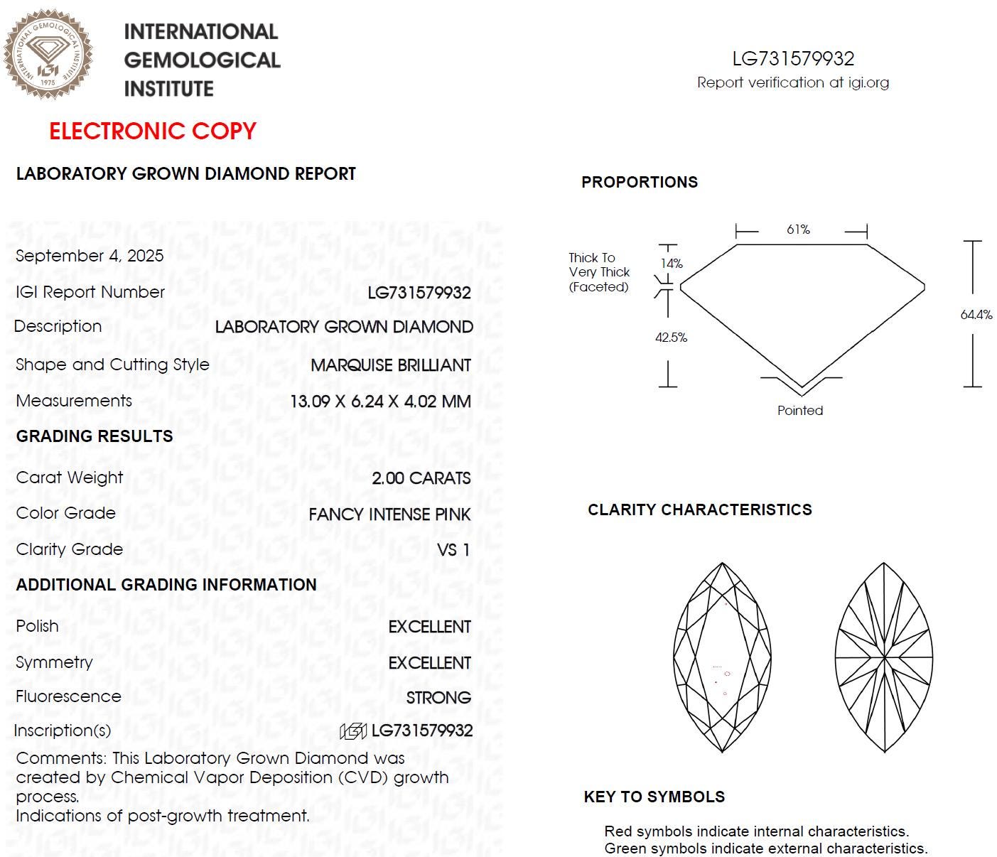 2 CT Intense Pink Marquise Lab Grown Diamond For Solitaire And Halo Ring