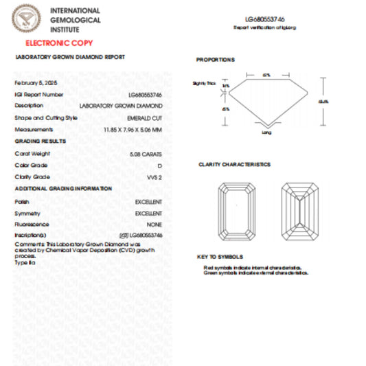 5 CT Emerald Cut Lab Grown Diamond For Engagement Ring
