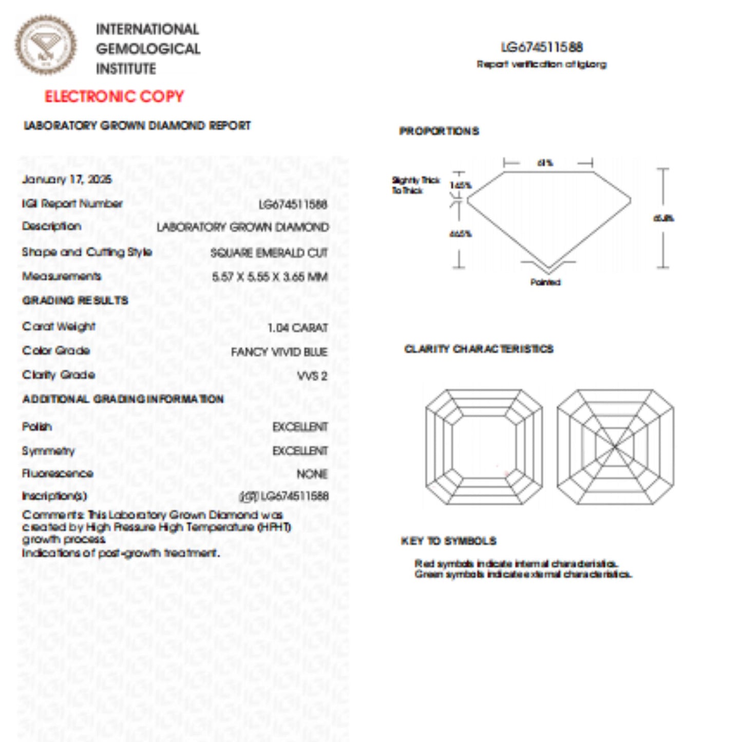 1 CT Asscher Cut Vivid Blue Lab Grown Diamond For Engagement Ring