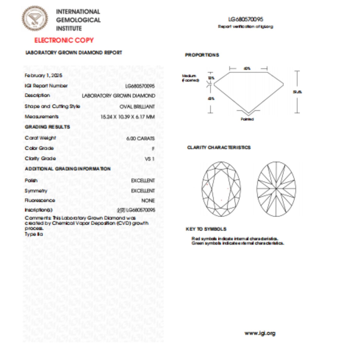 6 CT Oval Shape Lab Grown Diamond For Engagement Ring