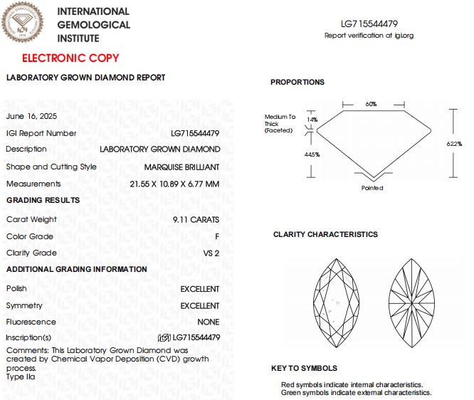 9 CT Marquise Lab Grown Diamond For Engagement Solitaire Ring