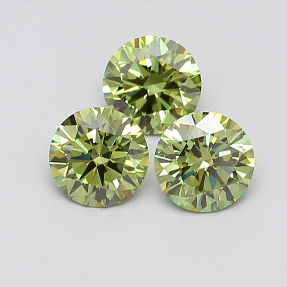 1 CT Green Round Cut Lab Grown Diamond Trio for Engagement Ring | Best for Necklace or Bracelet | Best Gift for Wife