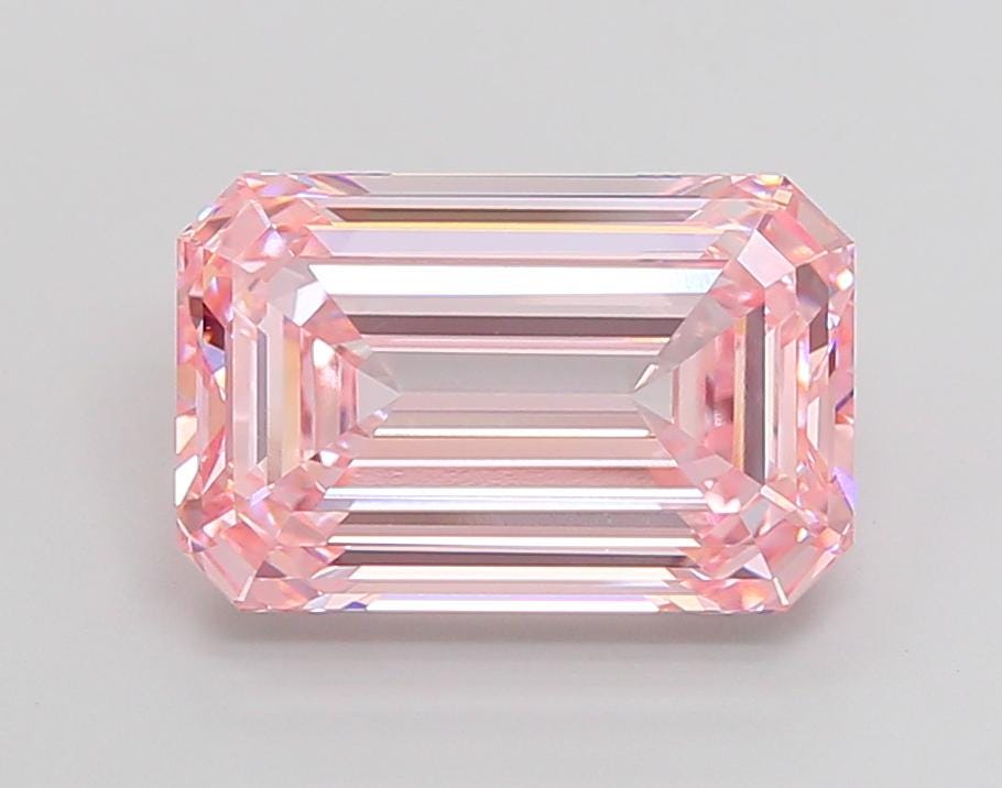 7 CT Emerald Cut Intense Pink Lab Grown Diamond For Engagement Ring