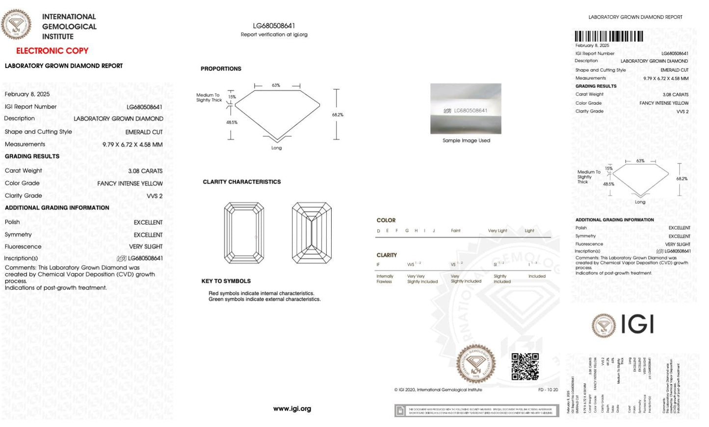 3.08 CT Fancy Intense Yellow Color IGI Certified Lab Grown Diamond