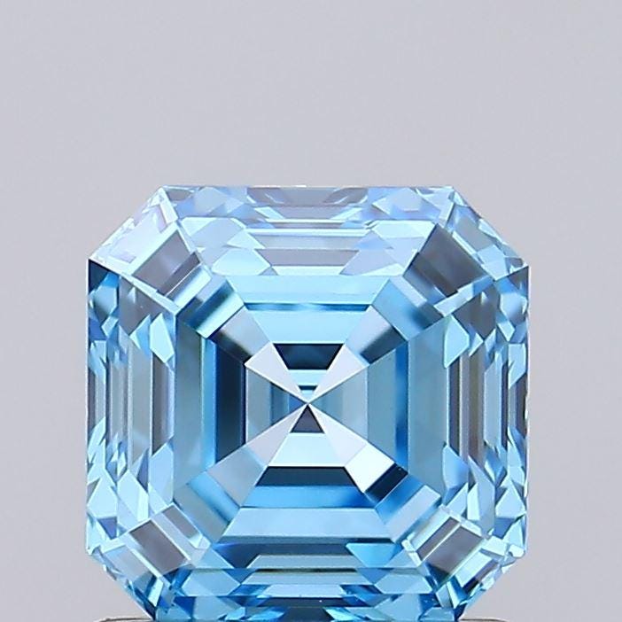 1 CT Asscher Cut Vivid Blue Lab Grown Diamond For Engagement Ring
