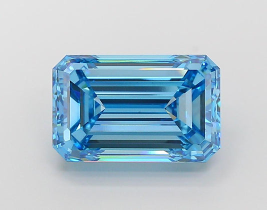 13 CT-VS1 Vivid Blue Emerald Cut Lab Grown(CVD) Diamond For Anniversary Gift | Engagement Ring