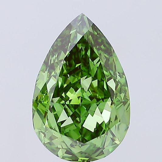 5.22 CT Pear Vivid Green Lab Grown IGI Certified Diamond For Engagement Ring