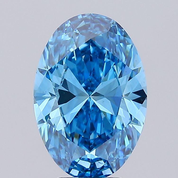 6 CT Vivid Blue Oval Shape Lab Grown Diamond For Engagement Ring