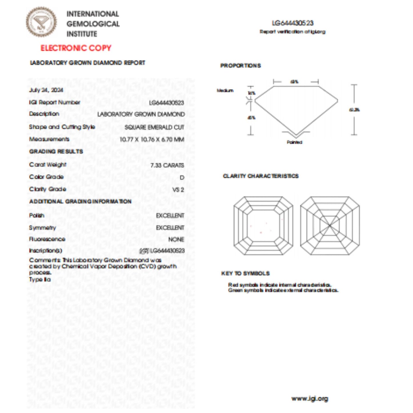 7 CT Asscher Cut Lab Grown Diamond For Engagement Ring