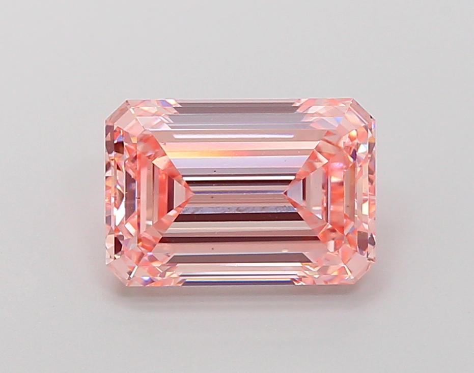 3 CT Emerald Cut Intense Pink Lab Grown Diamond For Engagement Ring
