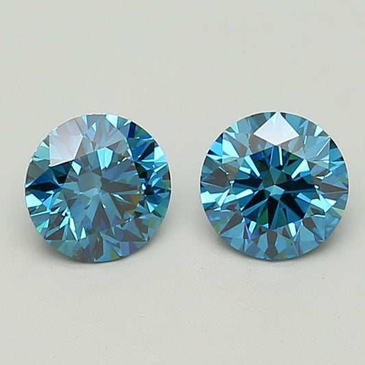 1.11 CT Blue Round Cut Lab Grown Diamond Pair for Earrings | Best for Anniversary Gift or Wedding Gift | Diamonds for Necklace