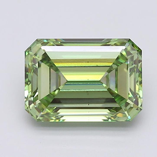 5.11 CT Vivid Green Emerald Cut Lab Grown Diamond For Engagement Ring