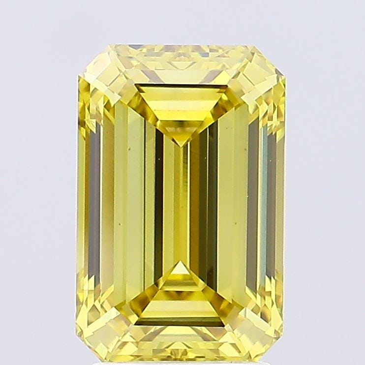 3 CT Emerald Cut Intense Yellow Lab Grown Diamond For Engagement Ring