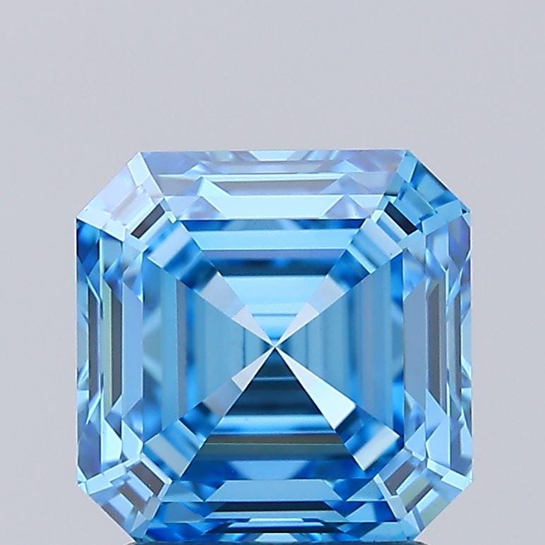 2 CT Asscher Cut Vivid Blue Lab Grown Diamond For Engagement Ring | wedding Ring