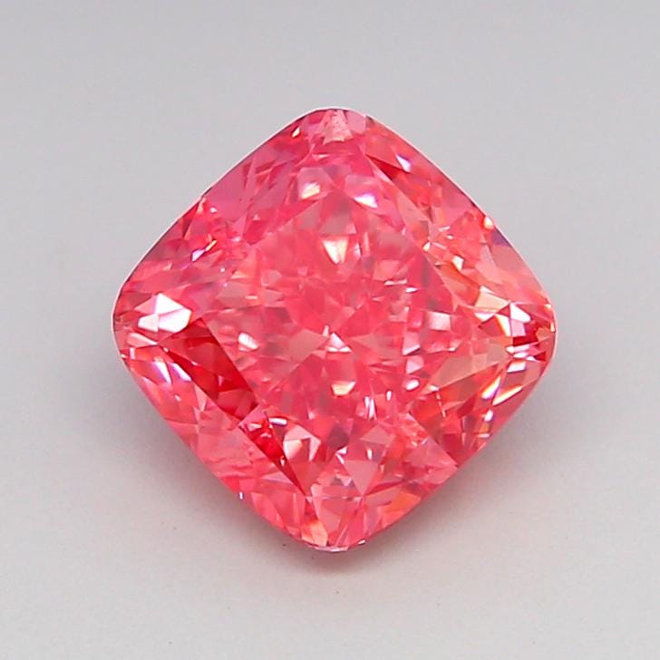 2 CT Fancy Vivid Pink Lab Grown Diamond | Cushion Cut, IGI Certified