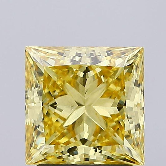 2 CT Princess Cut Vivid Yellow Lab Grown Diamond For Engagement Ring