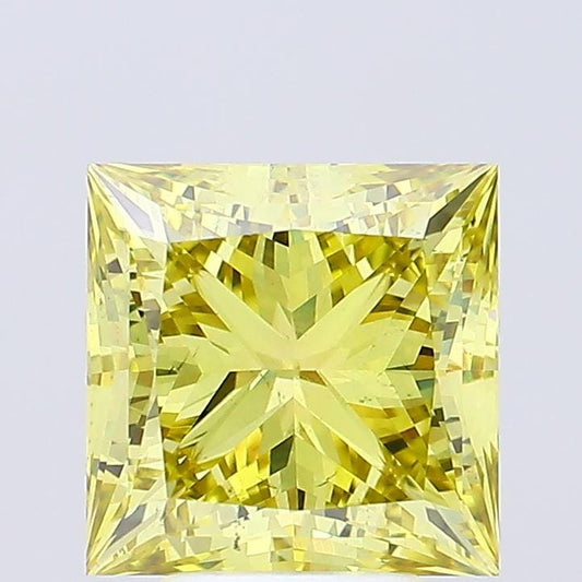 5 CT Vivid Yellow Princess Cut Lab Grown Diamond For Engagement Ring