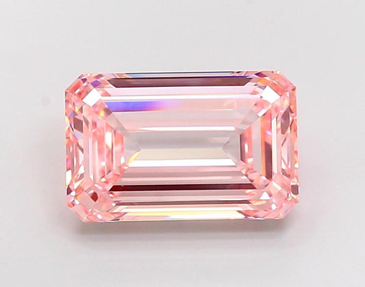 10 CT Emerald Cut Vivid Pink Lab Created Diamond For Engagement Bezel Setting Ring