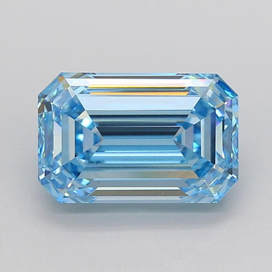 6.11 CT Emerald Cut Vivid Blue Lab Created Diamond For Engagement Bezel Setting Ring
