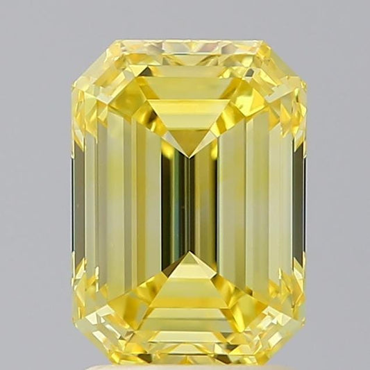 2 CT Emerald Cut Vivid Yellow Lab Grown Diamond For Engagement Ring