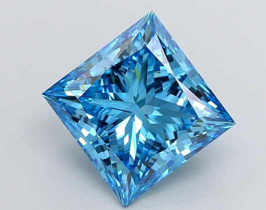 6 CT Princess Cut Vivid Blue Lab Grown Diamond For Engagement Ring | Fine Jewelry