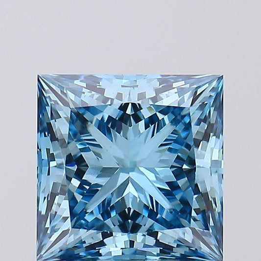 3.25 CT Princess Cut Vivid Blue Lab Grown Diamond For Engagement Ring