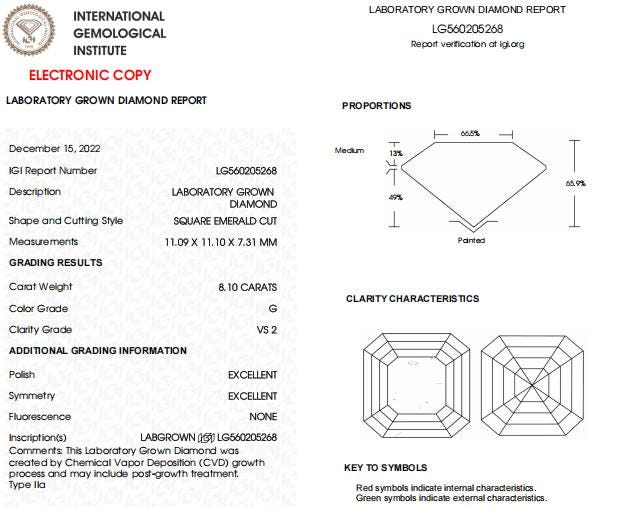 Diamond Jewelry Engagement Ring | 8.10 CT Asscher Cut Lab Grown Diamond | Custom Jewelry Diamond for Jewelry