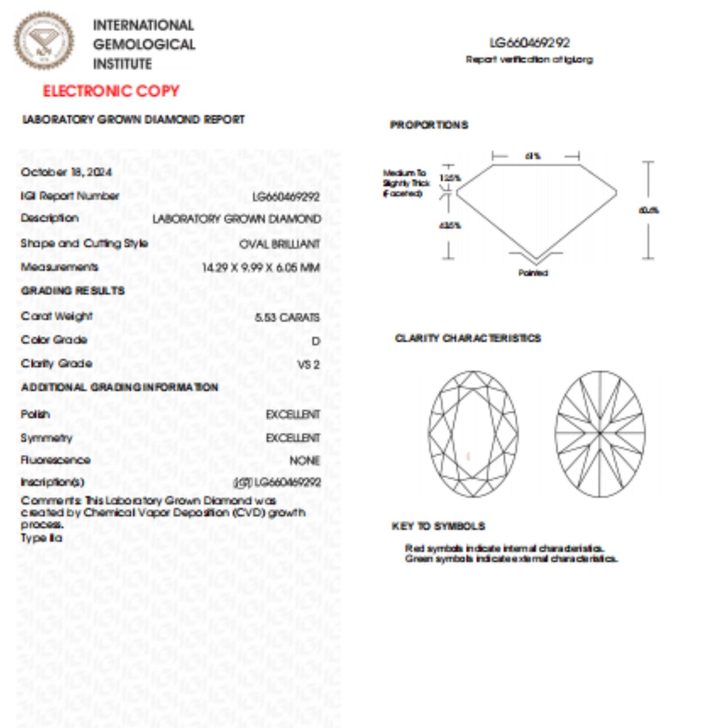 5.53 CT Oval Shape Lab Grown Diamond For Engagement Ring