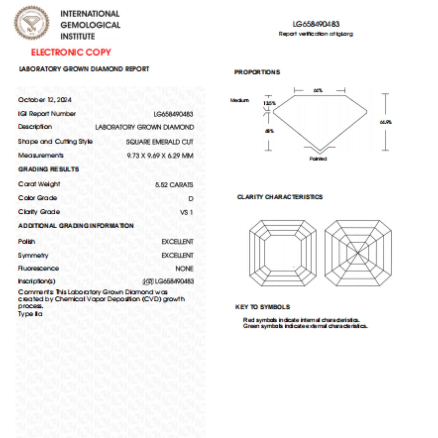 5.52 CT Asscher Lab Grown Diamond For Custom Jewelry