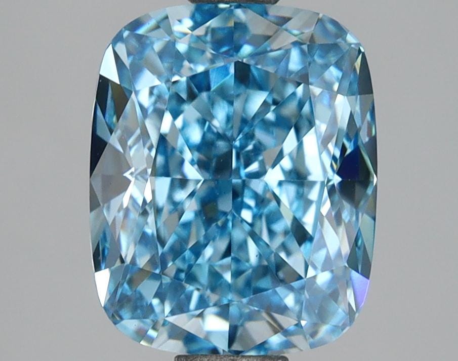 3.53 CT-VVS2 Clarity Cushion Cut Vivid Blue Lab Created Diamond For Custom Engagement Ring