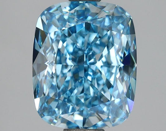 3.53 CT-VVS2 Clarity Cushion Cut Vivid Blue Lab Created Diamond For Custom Engagement Ring