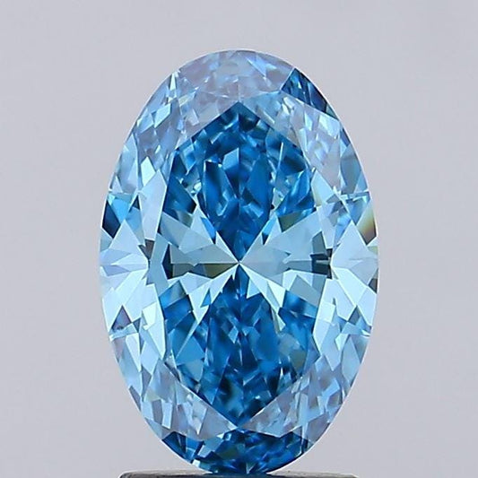 2 CT Oval Vivid Blue Lab Grown Diamond For Engagement Ring