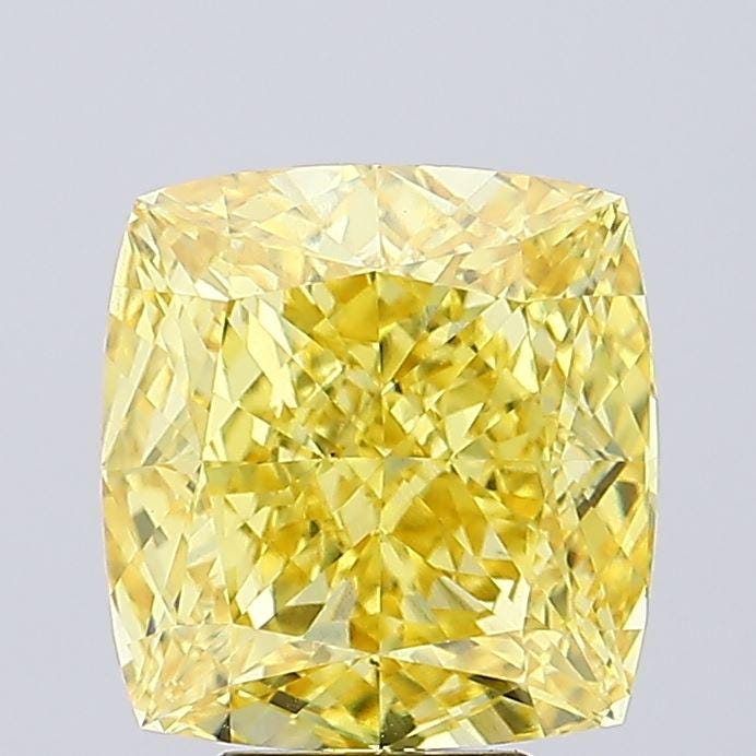 6 CT Cushion Cut Vivid Yellow Lab Grown Diamond For Engagement Ring | Diamond Jewelry