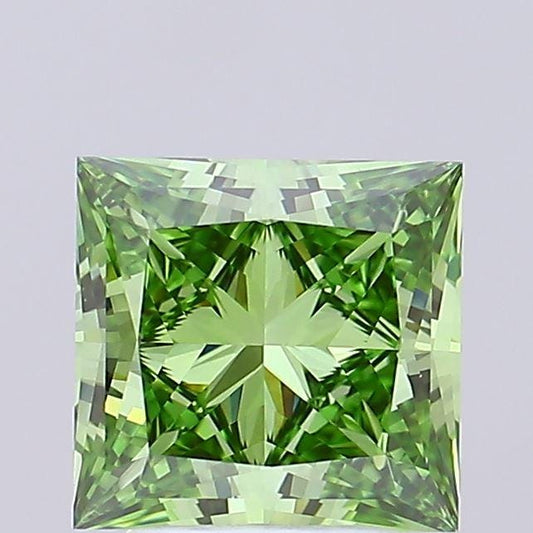 3 CT Princess Cut Vivid Green Lab Grown Diamond For Engagement Ring