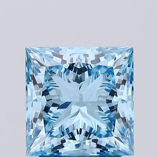 2.20 CT Princess Cut Vivid Blue IGI Certified CVD Diamond For Engagement Ring