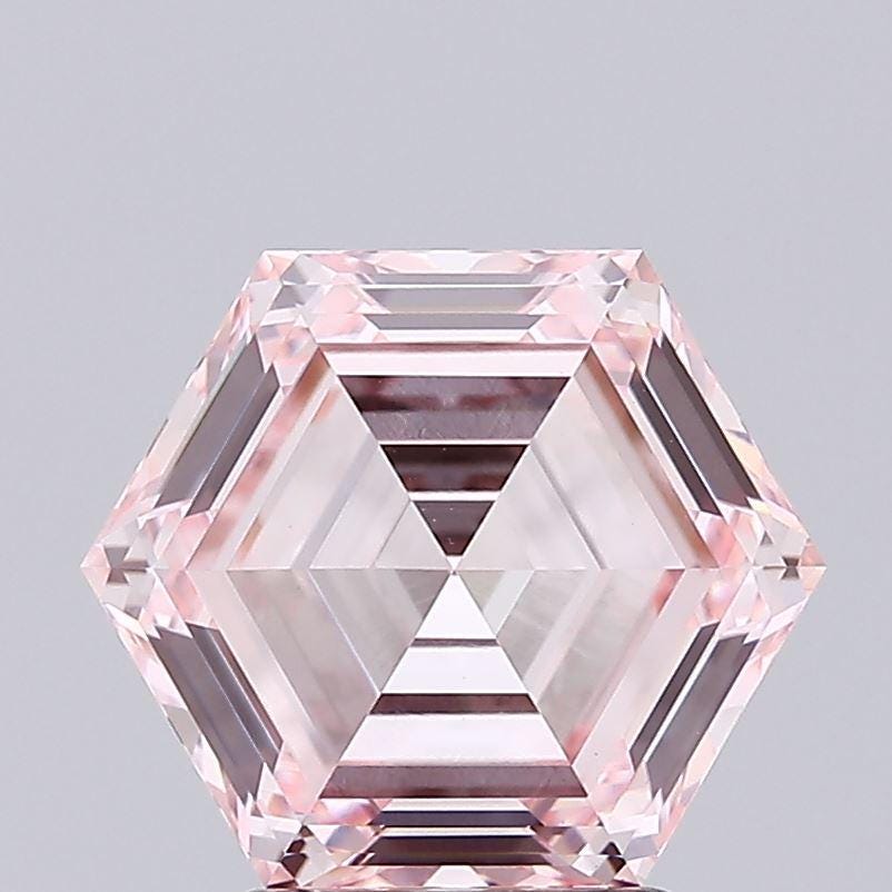 3 CT Fancy Pink  Hexagonal Cut Lab Grown Diamond For Engagement Ring