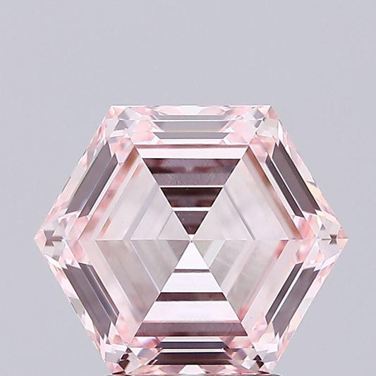 3 CT Fancy Pink  Hexagonal Cut Lab Grown Diamond For Engagement Ring