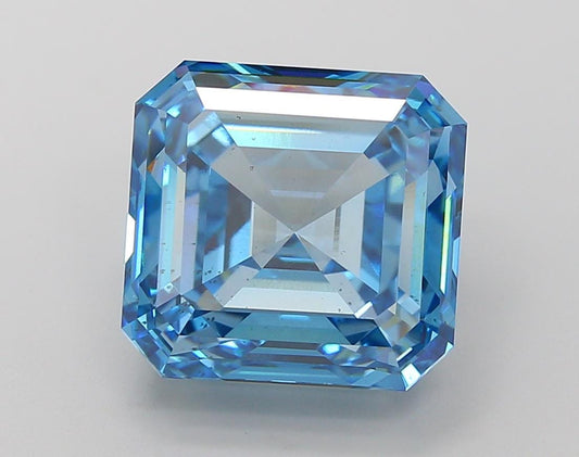 10 CT Asscher Cut Vivid Blue Lab Grown Diamond For Engagement Ring