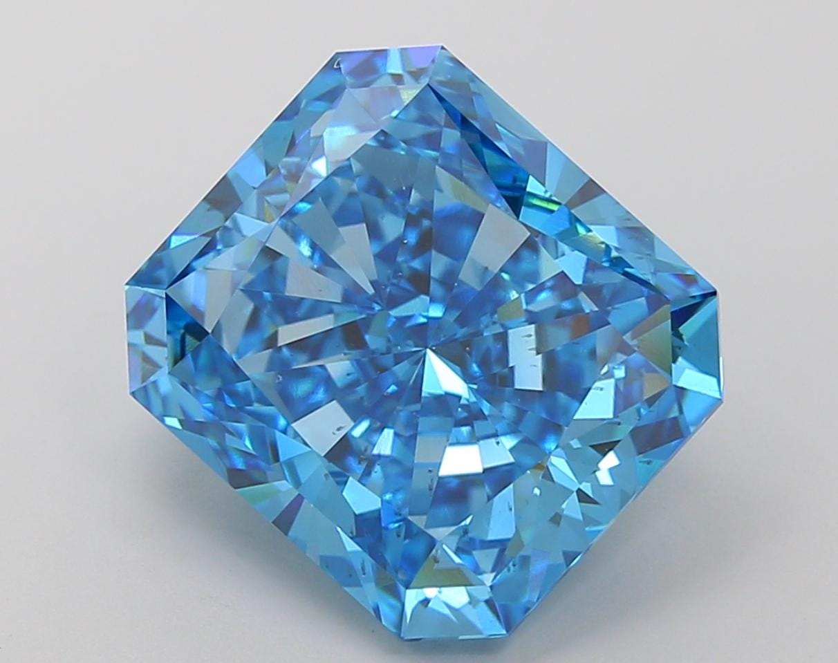 10 CT Blue Radiant Cut Lab Grown Diamond for Engagement Ring