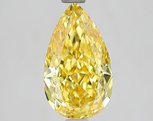 2 CT Pear Vivid Yellow Lab Grown Diamond For Engagement Solitaire Ring