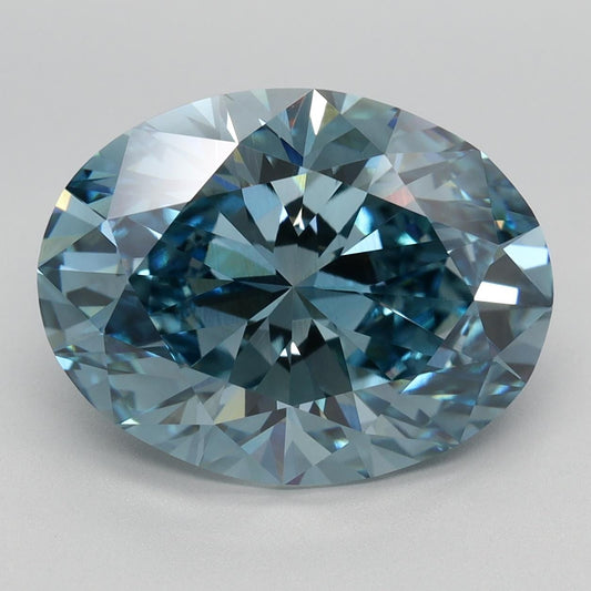 5.44 CT Oval Vivid Blue Lab Created IGI Certified Diamond For Engagement Ring