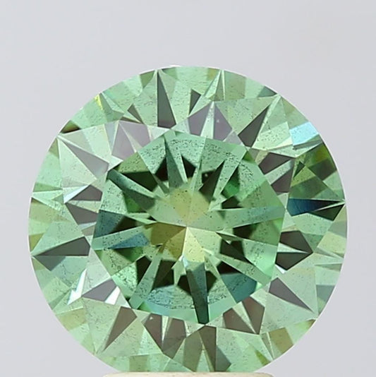 4 CT Green Round Cut Lab Grown Diamond for Engagement Ring